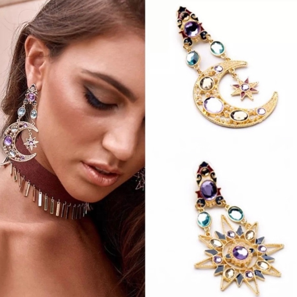 Out Of This World Sun & Moon Boho Earrings - Picture 8 of 10